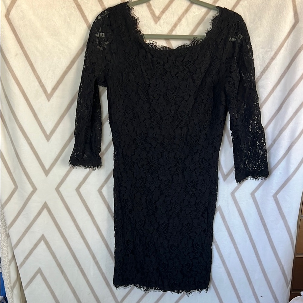 Diane Von Furstenberg Black Sheath Dress with Square Neck